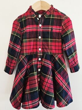 Ralph Lauren Kids Tartan Plaid Cotton Flannel Dress. 12 Months